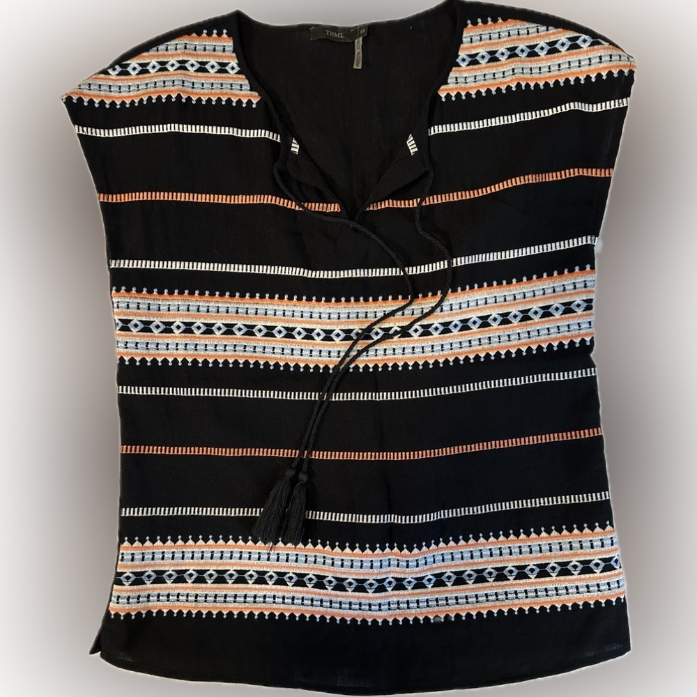 Anthropologie THML Embroidered Sleeveless Blouse Top -‎ XS